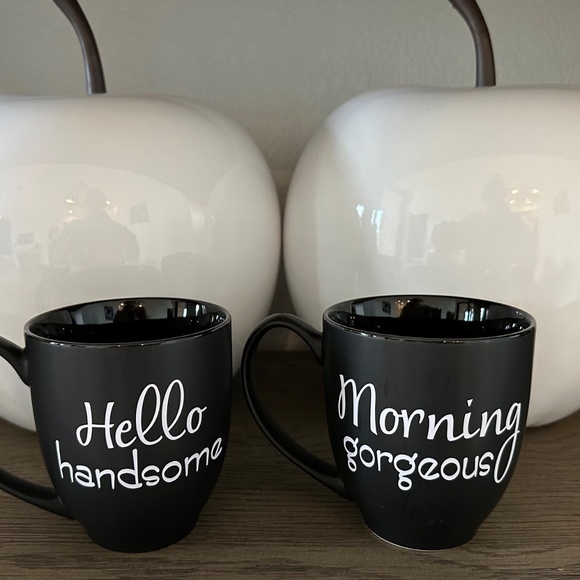 CUSTOM TEXT - DOWAN 16oz Matte Black Mug SET - White Vinyl - BRIDE GROOM WEDDING - Picture 2 of 9
